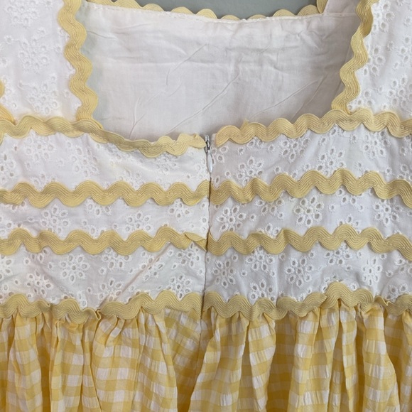 MABLE Yellow and White Square Neck Gingham Sundress Size Medium - Picture 4 of 6